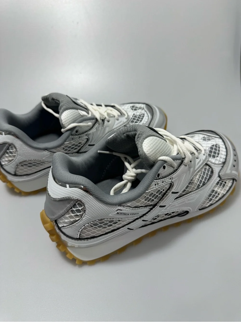 Bottega Veneta Orbit Sneakers Silver White Men’s Size EU 45